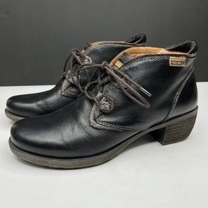 Pikolinos LE MANS Lace Up Ankle Bootie Women’s 39 (US 8.5-9) - Black Leather
